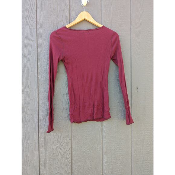 Intimately Free People Red Base Layer Thumb Holes S Natural Fiber Crew Neck Long - Picture 5 of 6